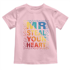 Valentine's Day Toddler T Shirt Mr Steal Your Heart Funny Rainbow Heart TS09 Light Pink Print Your Wear