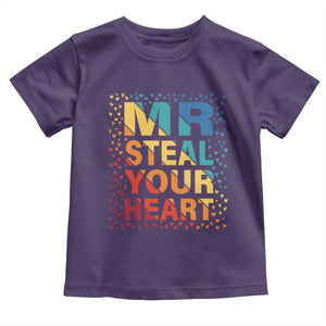 Valentine's Day Toddler T Shirt Mr Steal Your Heart Funny Rainbow Heart TS09 Purple Print Your Wear