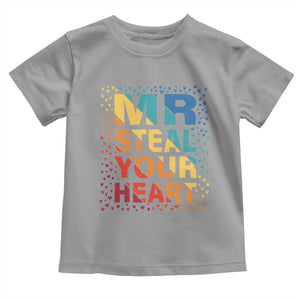 Valentine's Day Toddler T Shirt Mr Steal Your Heart Funny Rainbow Heart TS09 Sport Gray Print Your Wear