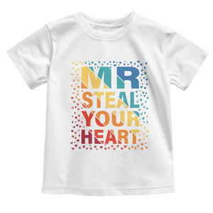 Valentine's Day Toddler T Shirt Mr Steal Your Heart Funny Rainbow Heart TS09 White Print Your Wear