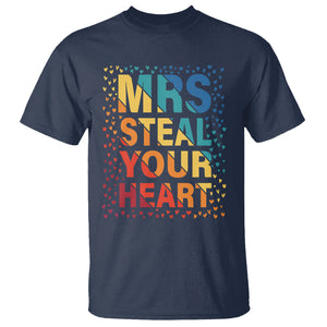 Valentine's Day T Shirt Mrs Steal Your Heart Funny Rainbow Heart TS09 Navy Printyourwear