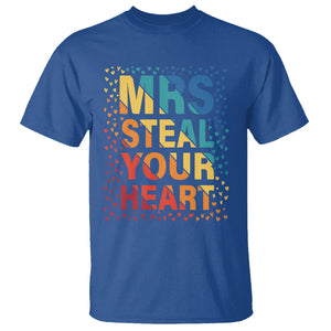 Valentine's Day T Shirt Mrs Steal Your Heart Funny Rainbow Heart TS09 Royal Blue Printyourwear