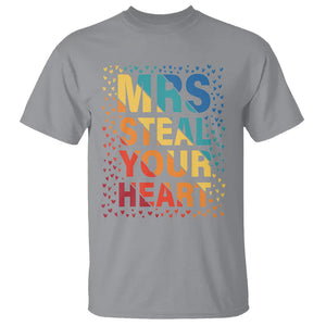 Valentine's Day T Shirt Mrs Steal Your Heart Funny Rainbow Heart TS09 Sport Gray Printyourwear