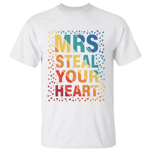 Valentine's Day T Shirt Mrs Steal Your Heart Funny Rainbow Heart TS09 White Printyourwear