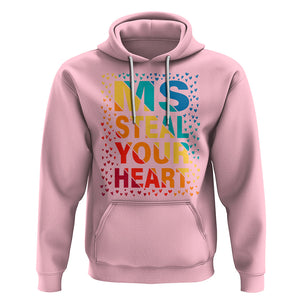 Valentine's Day Hoodie Ms Steal Your Heart Funny Rainbow Heart TS09 Light Pink Printyourwear