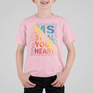 Valentine's Day T Shirt For Kid Ms Steal Your Heart Funny Rainbow Heart TS09 Light Pink Printyourwear