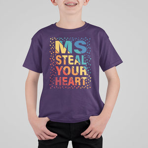 Valentine's Day T Shirt For Kid Ms Steal Your Heart Funny Rainbow Heart TS09 Purple Printyourwear