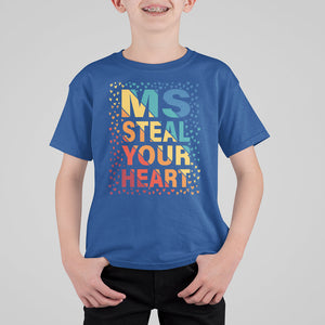 Valentine's Day T Shirt For Kid Ms Steal Your Heart Funny Rainbow Heart TS09 Royal Blue Printyourwear