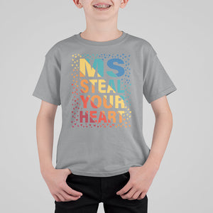 Valentine's Day T Shirt For Kid Ms Steal Your Heart Funny Rainbow Heart TS09 Sport Gray Printyourwear