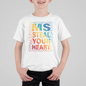 Valentine's Day T Shirt For Kid Ms Steal Your Heart Funny Rainbow Heart TS09 White Printyourwear