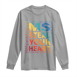 Valentine's Day Long Sleeve Shirt Ms Steal Your Heart Funny Rainbow Heart TS09 Sport Gray Print Your Wear