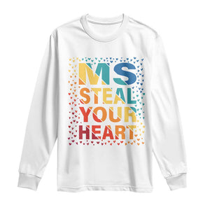 Valentine's Day Long Sleeve Shirt Ms Steal Your Heart Funny Rainbow Heart TS09 White Print Your Wear