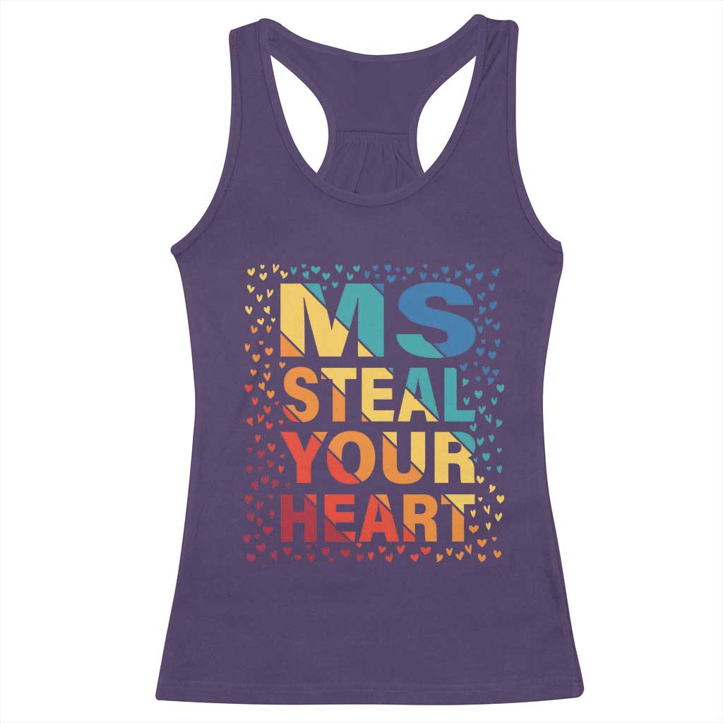 Valentine's Day Racerback Tank Top Ms Steal Your Heart Funny Rainbow Heart TS09 Purple Print Your Wear