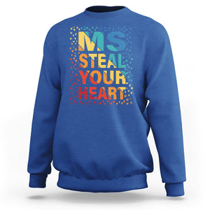 Valentine's Day Sweatshirt Ms Steal Your Heart Funny Rainbow Heart TS09 Royal Blue Printyourwear