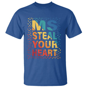 Valentine's Day T Shirt Ms Steal Your Heart Funny Rainbow Heart TS09 Royal Blue Printyourwear