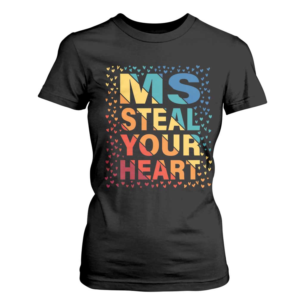 Valentine's Day T Shirt For Women Ms Steal Your Heart Funny Rainbow Heart TS09 Black Print Your Wear