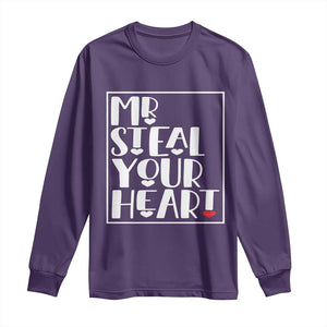 Valentine's Day Long Sleeve Shirt Mr Steal Your Heart Funny Heart TS09 Purple Print Your Wear