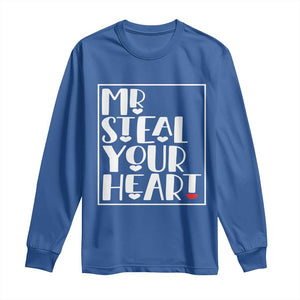 Valentine's Day Long Sleeve Shirt Mr Steal Your Heart Funny Heart TS09 Royal Blue Print Your Wear