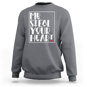 Valentine's Day Sweatshirt Mr Steal Your Heart Funny Heart TS09 Charcoal Printyourwear