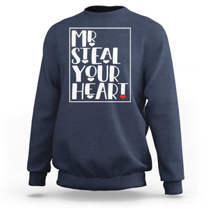 Valentine's Day Sweatshirt Mr Steal Your Heart Funny Heart TS09 Navy Printyourwear
