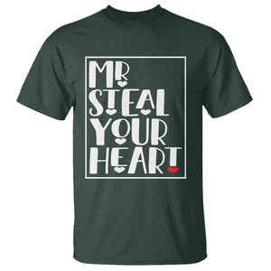 Valentine's Day T Shirt Mr Steal Your Heart Funny Heart TS09 Dark Forest Green Printyourwear