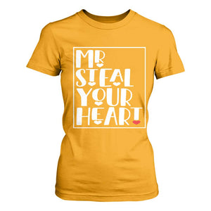 Valentine's Day T Shirt For Women Mr Steal Your Heart Funny Heart TS09 Gold Print Your Wear