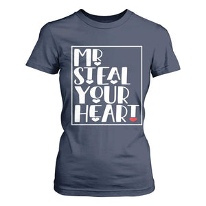 Valentine's Day T Shirt For Women Mr Steal Your Heart Funny Heart TS09 Navy Print Your Wear