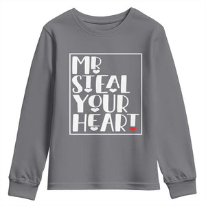 Valentine's Day Youth Sweatshirt Mr Steal Your Heart Funny Heart TS09 Charcoal Print Your Wear