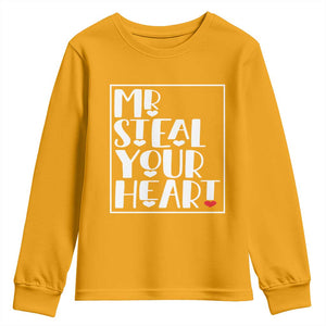 Valentine's Day Youth Sweatshirt Mr Steal Your Heart Funny Heart TS09 Gold Print Your Wear