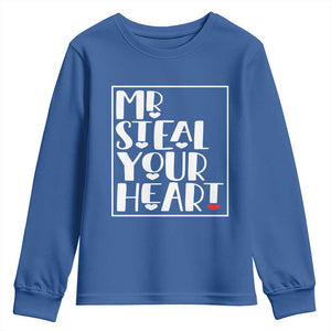 Valentine's Day Youth Sweatshirt Mr Steal Your Heart Funny Heart TS09 Royal Blue Print Your Wear