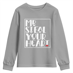 Valentine's Day Youth Sweatshirt Mr Steal Your Heart Funny Heart TS09 Sport Gray Print Your Wear