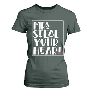 Valentine's Day T Shirt For Women Mrs Steal Your Heart Funny Heart TS09 Dark Forest Green Print Your Wear