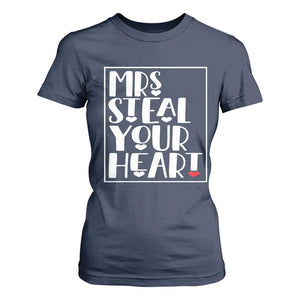 Valentine's Day T Shirt For Women Mrs Steal Your Heart Funny Heart TS09 Navy Print Your Wear