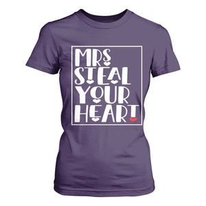 Valentine's Day T Shirt For Women Mrs Steal Your Heart Funny Heart TS09 Purple Print Your Wear