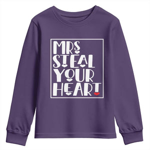 Valentine's Day Youth Sweatshirt Mrs Steal Your Heart Funny Heart TS09 Purple Print Your Wear