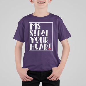 Valentine's Day T Shirt For Kid Ms Steal Your Heart Funny Heart TS09 Purple Printyourwear