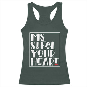 Valentine's Day Racerback Tank Top Ms Steal Your Heart Funny Heart TS09 Dark Forest Green Print Your Wear