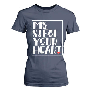 Valentine's Day T Shirt For Women Ms Steal Your Heart Funny Heart TS09 Navy Print Your Wear