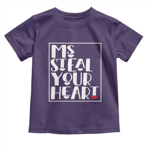 Valentine's Day Toddler T Shirt Ms Steal Your Heart Funny Heart TS09 Purple Print Your Wear