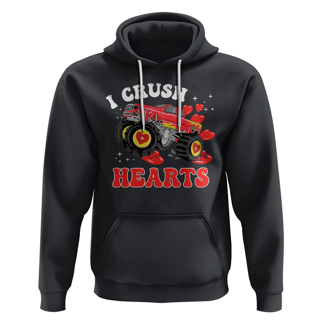 Valentine's Day Hoodie I Crush Hearts Monster Truck TS09 Black Printyourwear