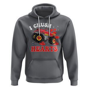 Valentine's Day Hoodie I Crush Hearts Monster Truck TS09 Charcoal Printyourwear