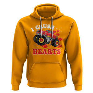 Valentine's Day Hoodie I Crush Hearts Monster Truck TS09 Gold Printyourwear