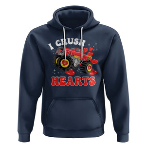 Valentine's Day Hoodie I Crush Hearts Monster Truck TS09 Navy Printyourwear