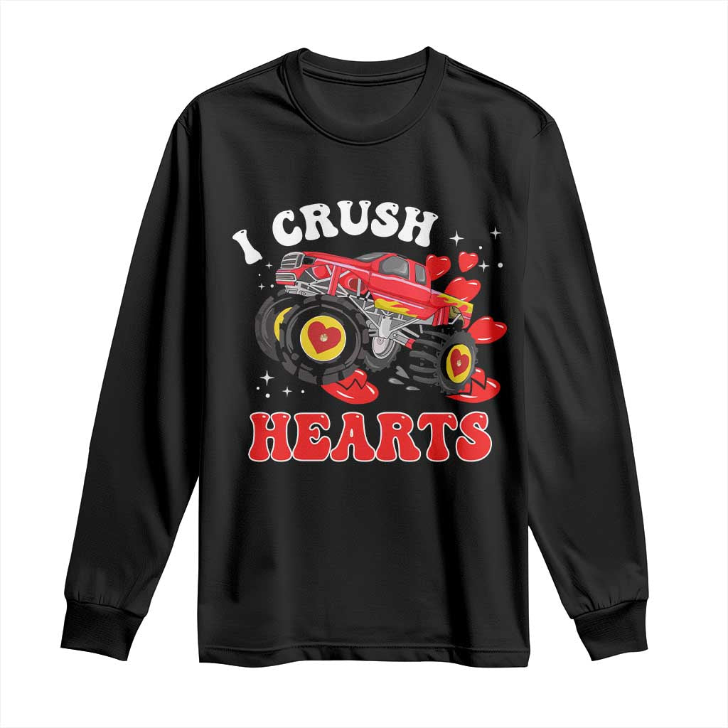 Valentine's Day Long Sleeve Shirt I Crush Hearts Monster Truck TS09 Black Print Your Wear