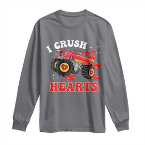 Valentine's Day Long Sleeve Shirt I Crush Hearts Monster Truck TS09 Charcoal Print Your Wear