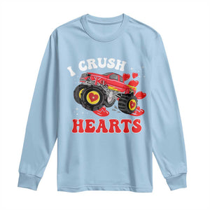 Valentine's Day Long Sleeve Shirt I Crush Hearts Monster Truck TS09 Light Blue Print Your Wear