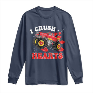 Valentine's Day Long Sleeve Shirt I Crush Hearts Monster Truck TS09 Navy Print Your Wear