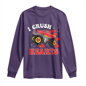 Valentine's Day Long Sleeve Shirt I Crush Hearts Monster Truck TS09 Purple Print Your Wear