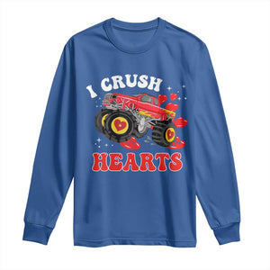 Valentine's Day Long Sleeve Shirt I Crush Hearts Monster Truck TS09 Royal Blue Print Your Wear