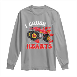 Valentine's Day Long Sleeve Shirt I Crush Hearts Monster Truck TS09 Sport Gray Print Your Wear